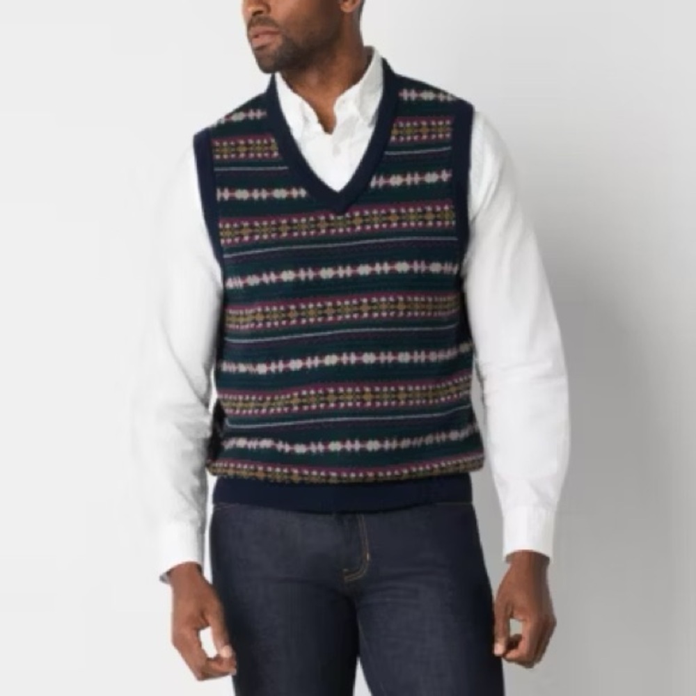 St. John's Bay Multicolor Sweater Vest, Size M, Good Condition!